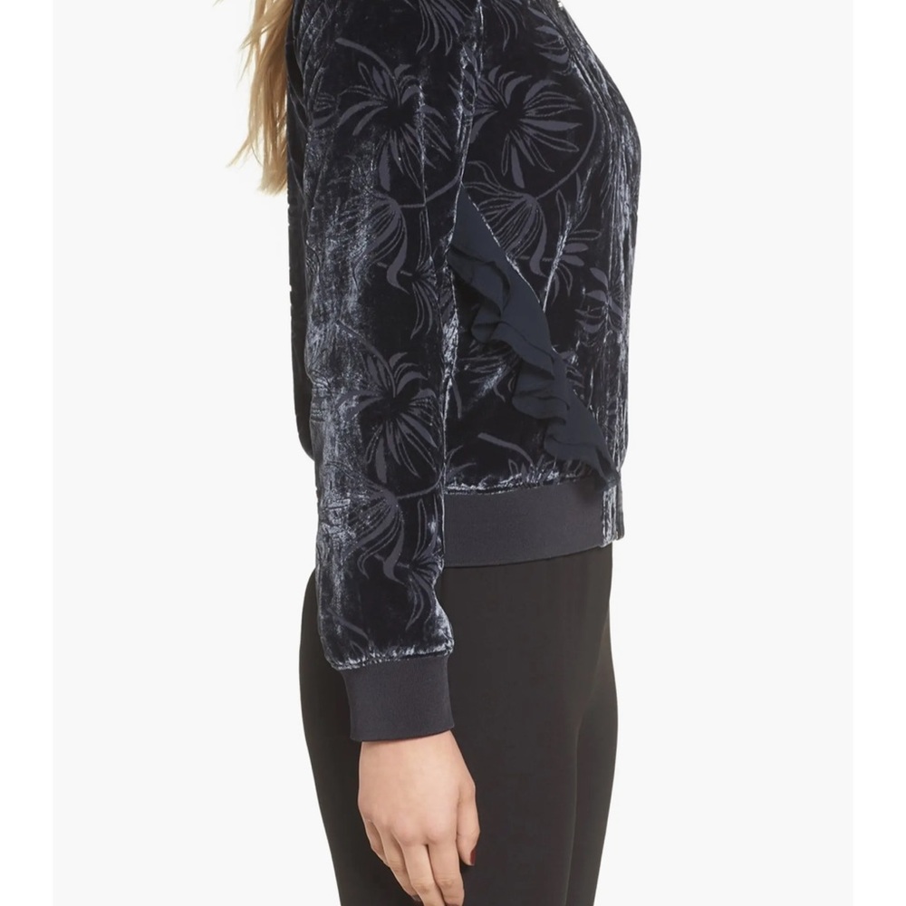 Olivia Palermo + Chelsea28 Velvet Burnout Bomber Jacket Size Small - Picture 3 of 15